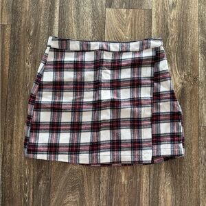 Abercrombie & Fitch White and Red Plaid Mini Skirt